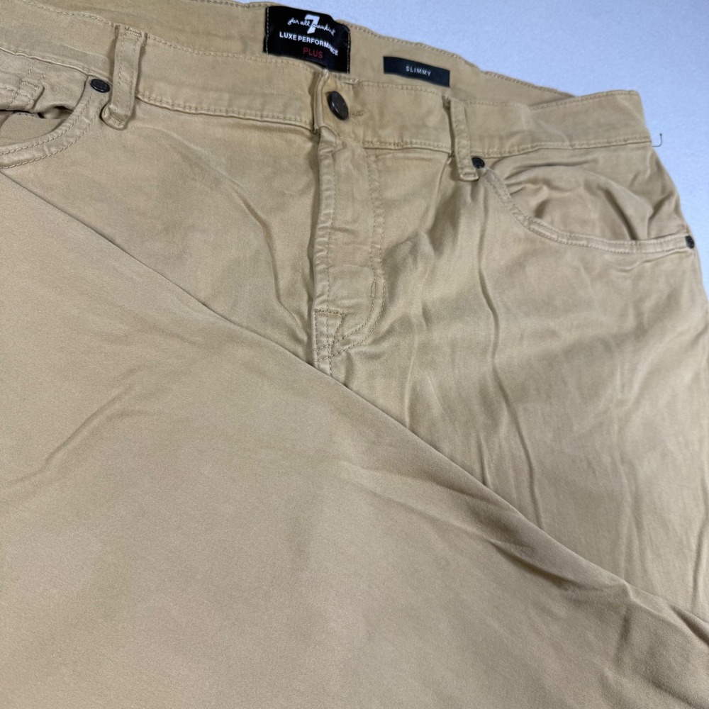 7 For All Mankind Luxe Performance Plus Slimmy Tan Khaki Mens Pants 40x31.5